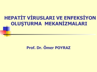 Hepatit viruslari ve enfeksiyon oluşturma mekanizmalari