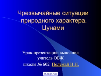 Чрезвычайные ситуации природного характера. Цунами