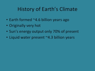 History of Earth’s Climate