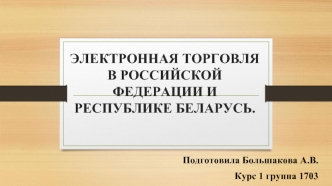 Электронная торговля в Российской Федерации и Республике Беларусь