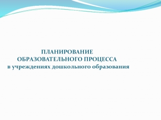 ПЛАНИРОВАНИЕ
  ОБРАЗОВАТЕЛЬНОГО ПРОЦЕССА
    в учреждениях дошкольного образования