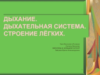 Дыхание. Дыхательная система. Строение лёгких