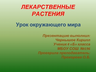 Лекарственные растения