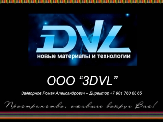 OOO “3DVL”Задворнов Роман Александрович – Директор +7 981 760 88 65