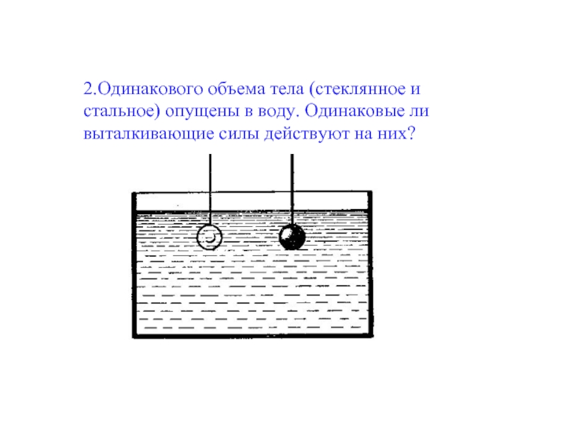 Одинаковые емкости. Одинакового объема тела стеклянное и стальное. Выталкивающая сила действует на тела. Силы Выталкивающая сила действует на. Изобразите силы действующие на пузырек.