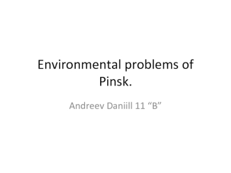 Environmental problems of Pinsk