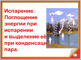 Испарение. Поглощение энергии при испарении и выделение её при конденсации пара.