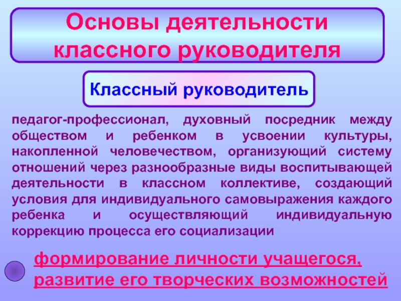 Основы деятельности классного руководителя презентация