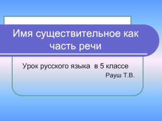 Имя существительное как часть речи