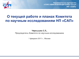 О текущей работе и планах Комитета по научным исследованиям НП САП