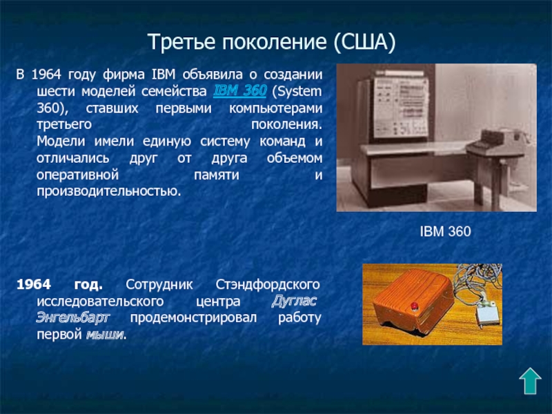 1964г разработан компьютер 3 го поколения с применением электронных схем