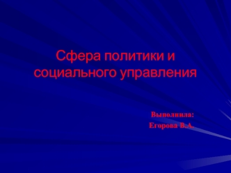 Сфера политики и социального управления