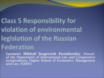 Responsibility for violation of environmental legislation of the Russian Federation