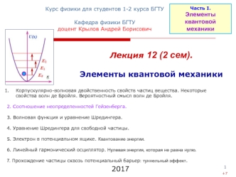 Элементы квантовой механики. (Лекция 12)