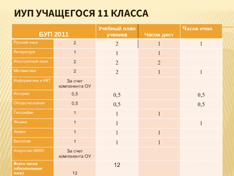 Форма индивидуального учебного плана