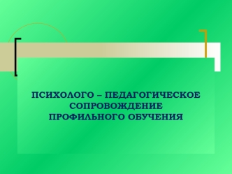 ПСИХОЛОГО – ПЕДАГОГИЧЕСКОЕ СОПРОВОЖДЕНИЕПРОФИЛЬНОГО ОБУЧЕНИЯ