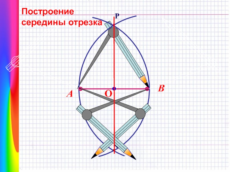 Расположите изображения в порядке соответствующем алгоритму построения середины отрезка