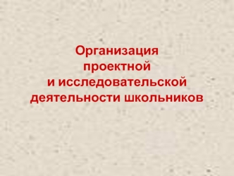 Организация проектнойи исследовательской деятельности школьников