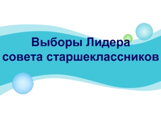 Выборы Лидера 
совета старшеклассников