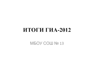 ИТОГИ ГИА-2012