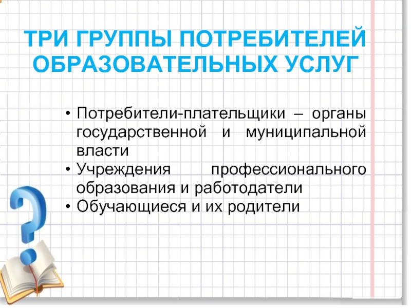 Потребители образования. Группы потребителей образования. Три группы покупателей. Потребители услуги на образование.