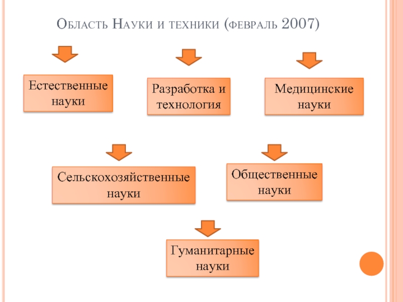 Область Науки и техники (февраль 2007) Естественные науки Разработка и технология Медицинские