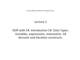 Course object oriented programming lecture 2