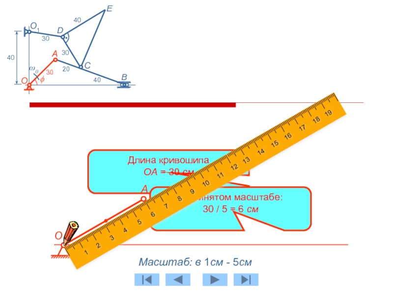 Относительная протяженность. Длина кривошипа. Относительная длина кривошипа. Масштаб 1:30.