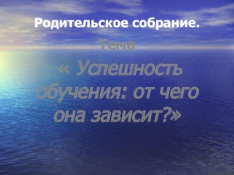 Тема
  Успешность обучения: от чего она зависит?