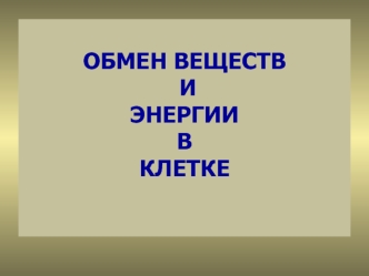 Обмен веществ и энергии в клетке