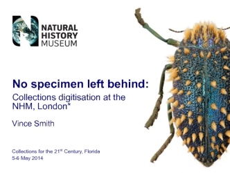 No specimen left behind:

Collections digitisation at the
NHM, London*
