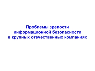 Проблемы зрелости 
информационной безопасностив крупных отечественных компаниях