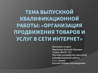 Организация продвижения товаров и услуг в сети Интернет