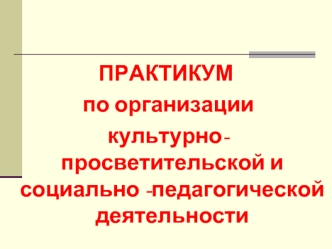 Практикум по организации культурно-просветительской и социально -педагогической деятельности