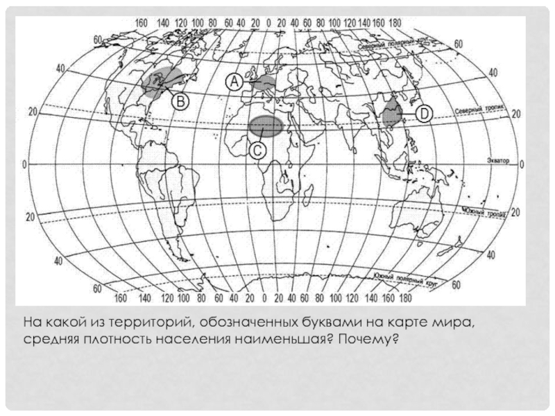 Установите соответствие между параллелями и буквами которыми они обозначены на рисунке