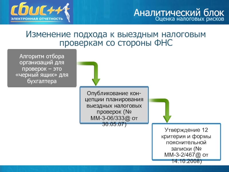 Понимает блок. Подходы к налоговому контролю. Критерии оценки налоговых рисков. Общедоступные критерии оценки рисков для налоговой проверки. Аналитический блок.