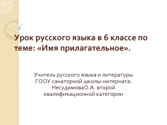 Урок русского языка в 6 классе по теме: Имя прилагательное.