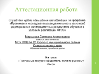 Программа внеурочной деятельности по русскому языку