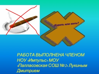 РАБОТА ВЫПОЛНЕНА ЧЛЕНОМ НОУ Импульс МОУ Палласовская СОШ №2 Лукиным Дмитрием
Руководитель НОУ Зинченко Н.В.