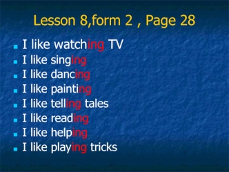 Lesson 8,form 2 , Page 28