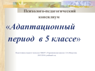 Психолого-педагогический консилиум Адаптационный период в 5 классе