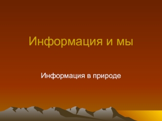 Информация и мы