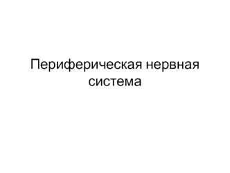 Переферическая нервная система
