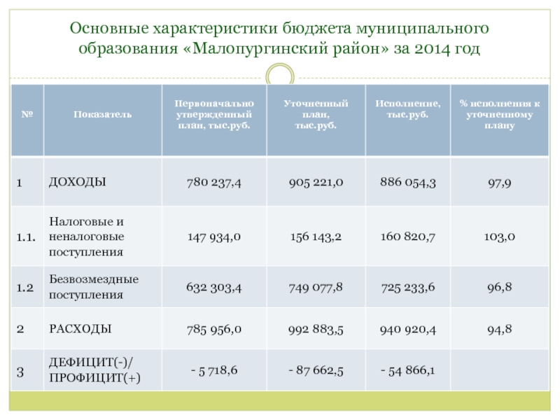 Исполнение местного бюджета. Основные характеристики бюджета. Основные параметры бюджета. Основные параметры бюджета муниципального образования. Характеристика муниципального образования.