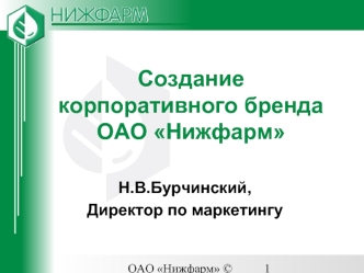 Создание корпоративного бренда ОАО Нижфарм