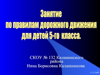 СКОУ № 132 Калининского района 
Нина Борисовна Калашникова