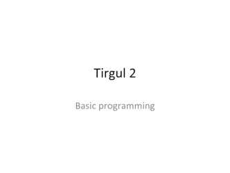 Basic programming