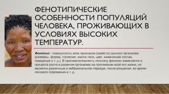 Фенотипические особенности популяций человека, проживающих в условиях высоких температур