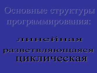 Основные структуры
 программирования: