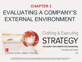 Evaluating a company’s. External environment. (Chapter 3)
